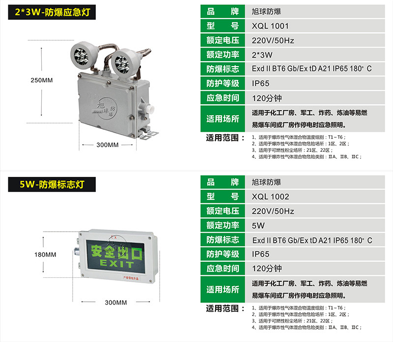 XQL1001防爆双头应急灯展示图